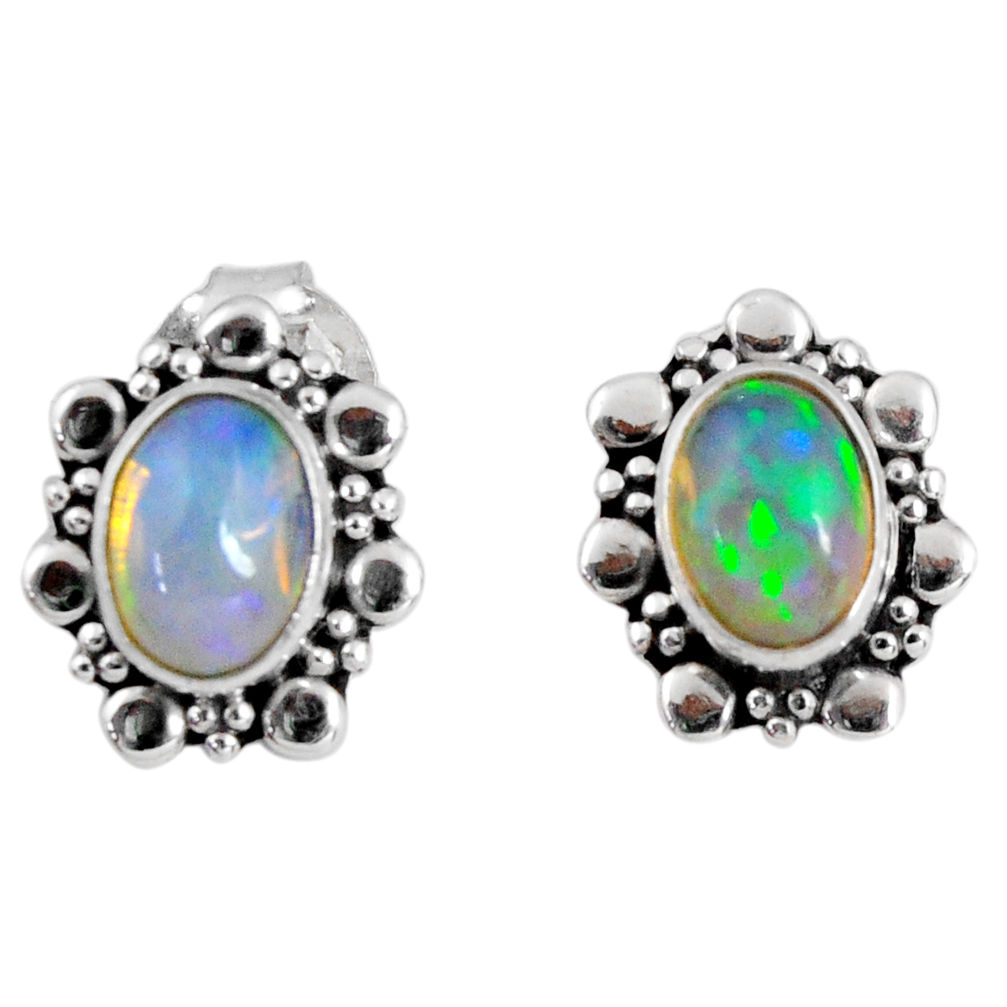 2.73cts natural multi color ethiopian opal 925 silver dangle earrings r55318