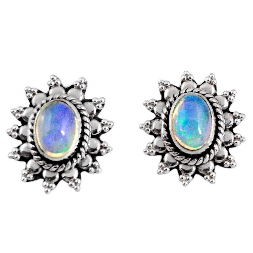 3.51cts natural multi color ethiopian opal 925 silver dangle earrings r55319