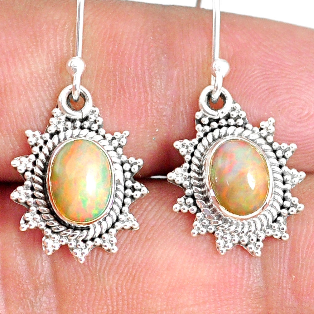 3.89cts natural multi color ethiopian opal 925 silver dangle earrings r75239