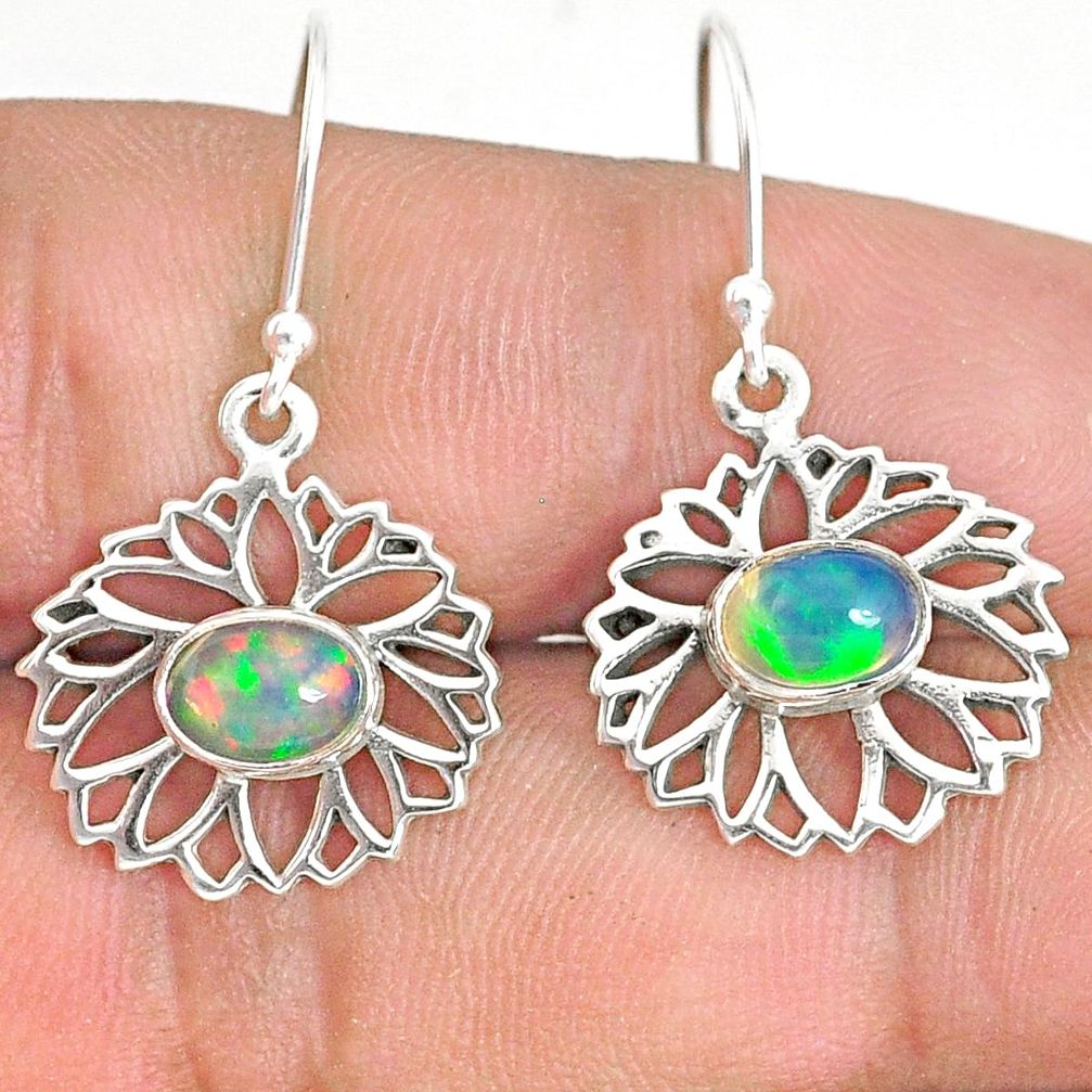 2.90cts natural multi color ethiopian opal 925 silver dangle earrings r76242