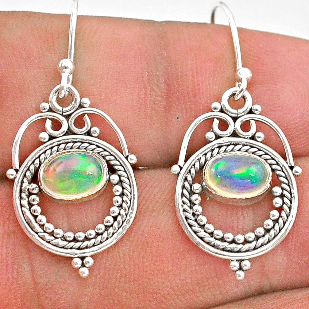 2.90cts natural multi color ethiopian opal 925 silver dangle earrings t28262