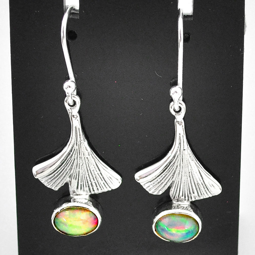 2.90cts natural multi color ethiopian opal 925 silver dangle earrings t5924