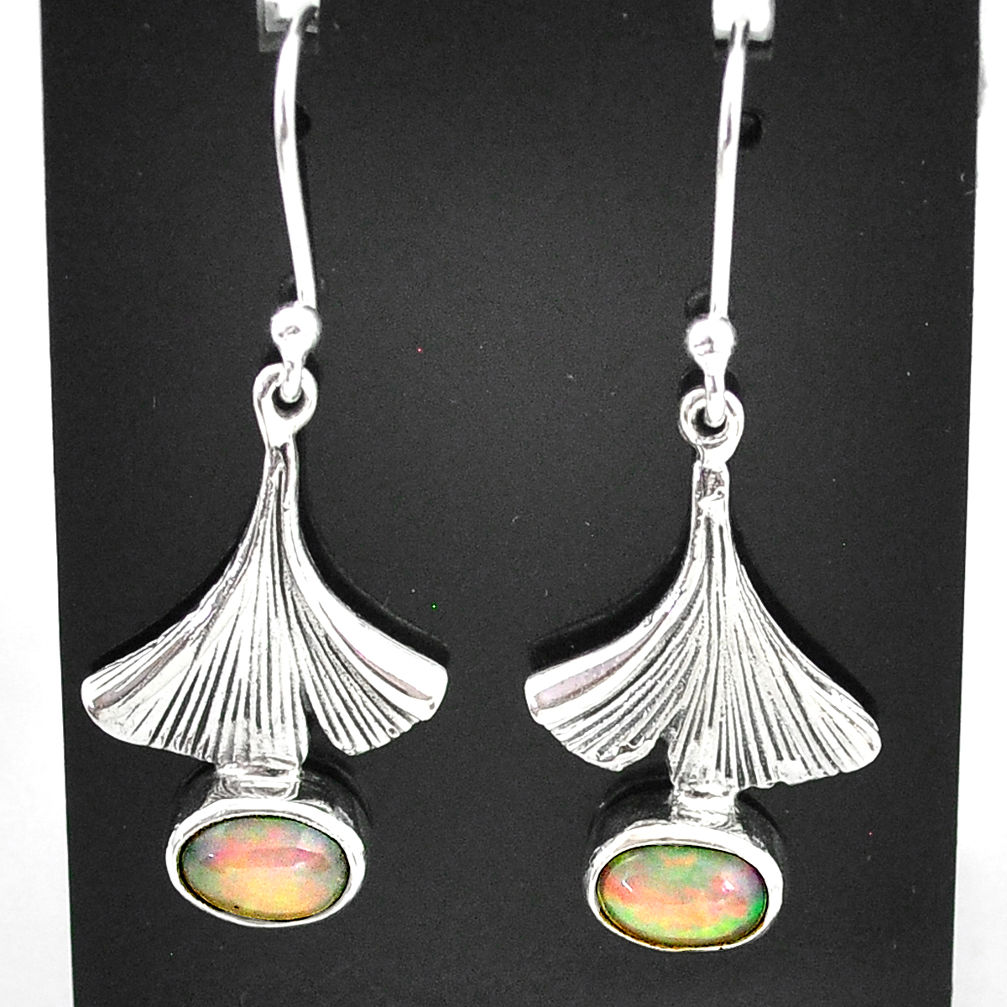 2.78cts natural multi color ethiopian opal 925 silver dangle earrings t5926