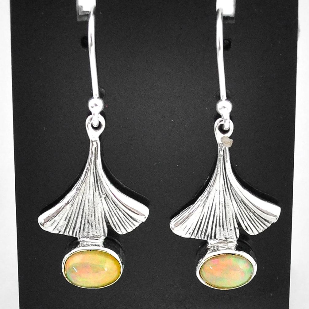 2.78cts natural multi color ethiopian opal 925 silver dangle earrings t5927