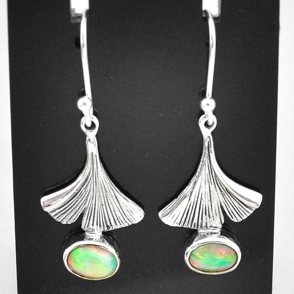 2.78cts natural multi color ethiopian opal 925 silver dangle earrings t5928