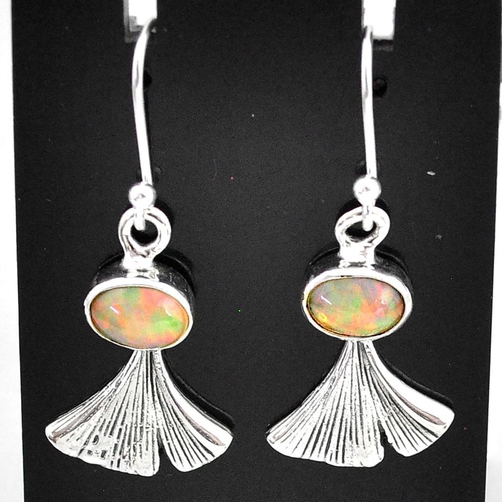 3.11cts natural multi color ethiopian opal 925 silver dangle earrings t5930