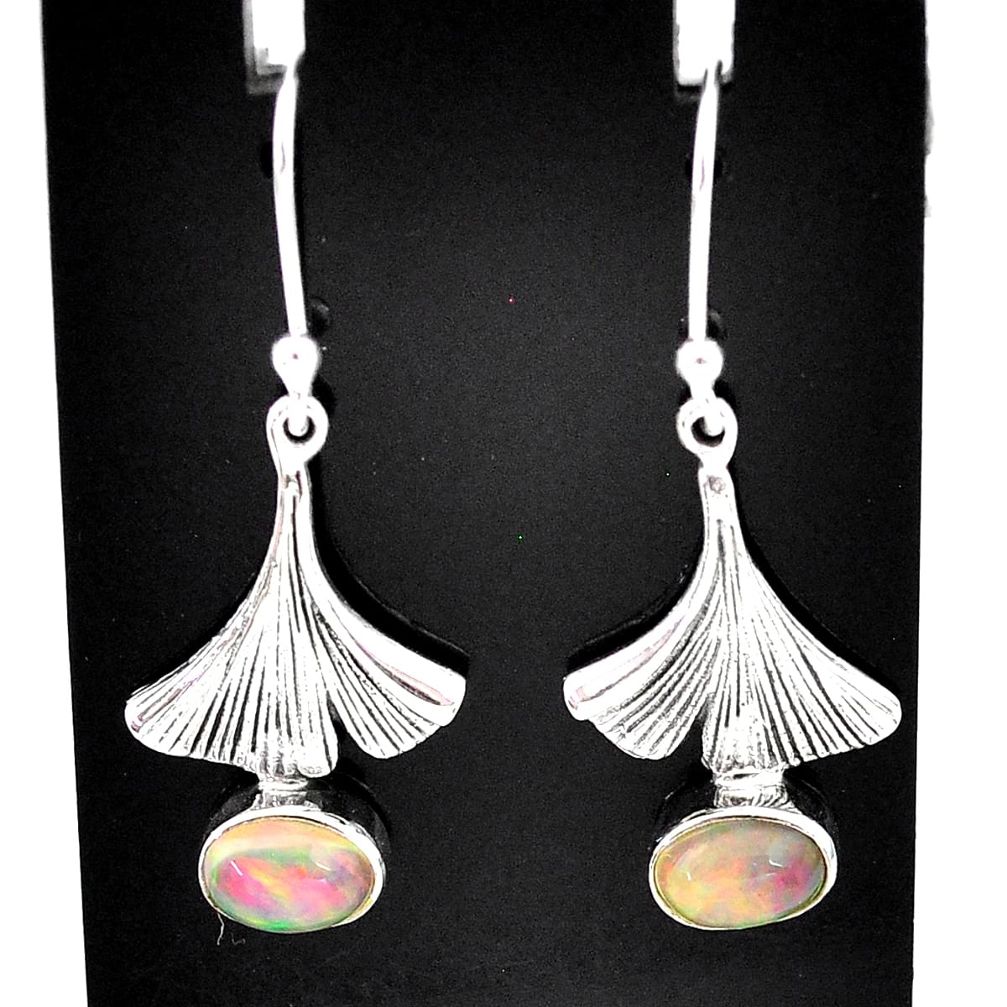 3.30cts natural multi color ethiopian opal 925 silver dangle earrings t5958