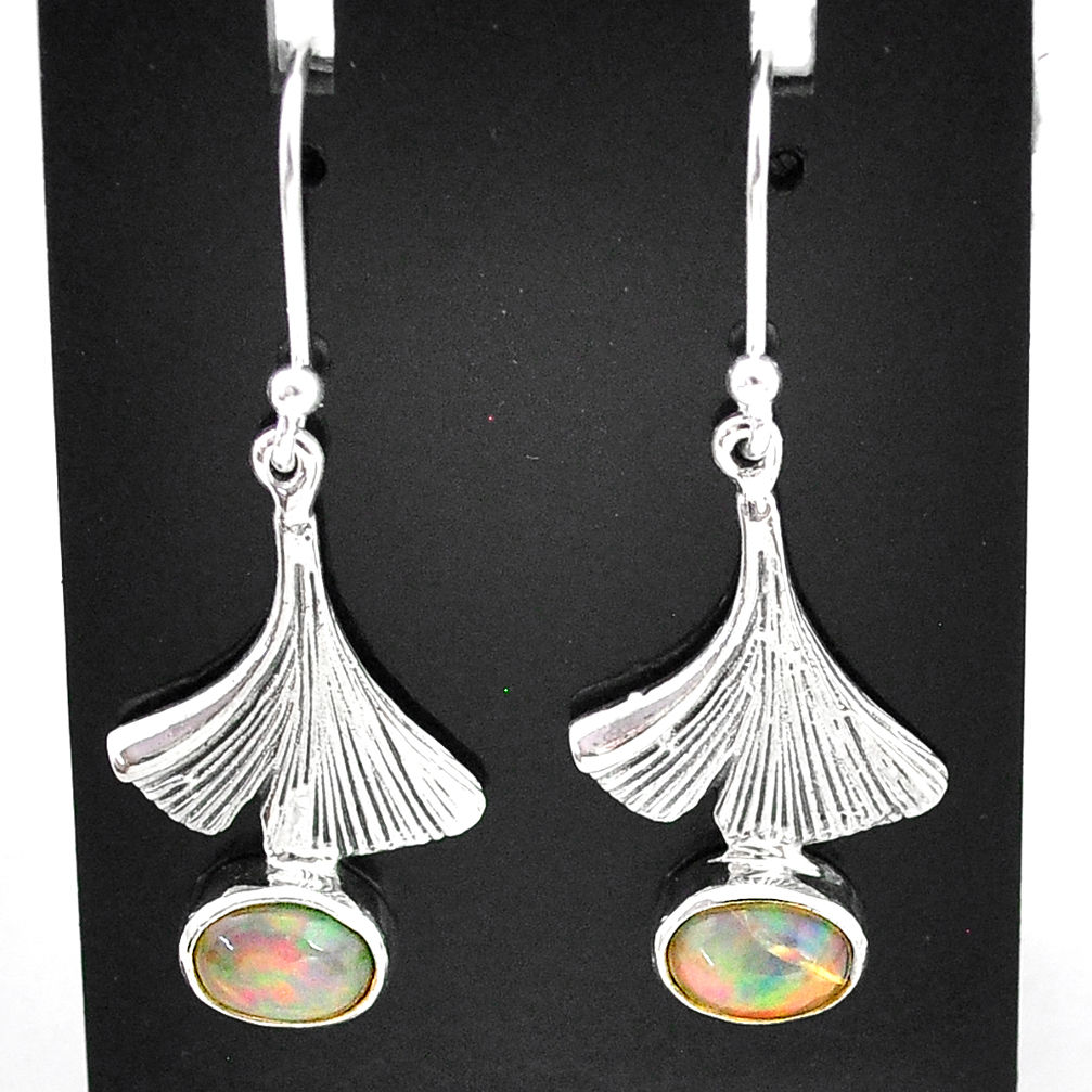 3.12cts natural multi color ethiopian opal 925 silver dangle earrings t5962