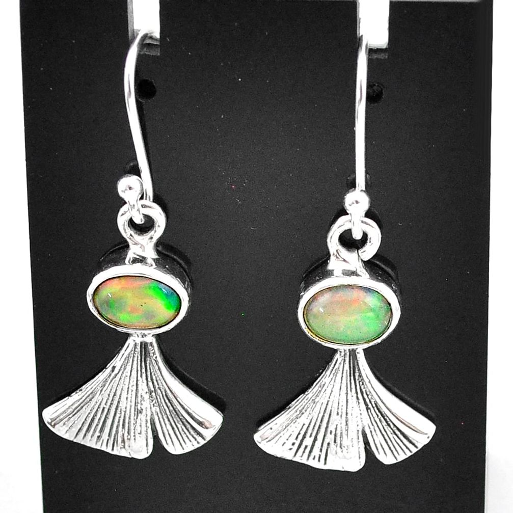 3.28cts natural multi color ethiopian opal 925 silver dangle earrings t5965