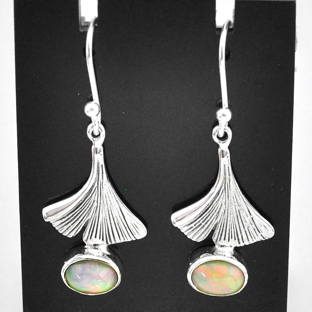3.13cts natural multi color ethiopian opal 925 silver dangle earrings t5991
