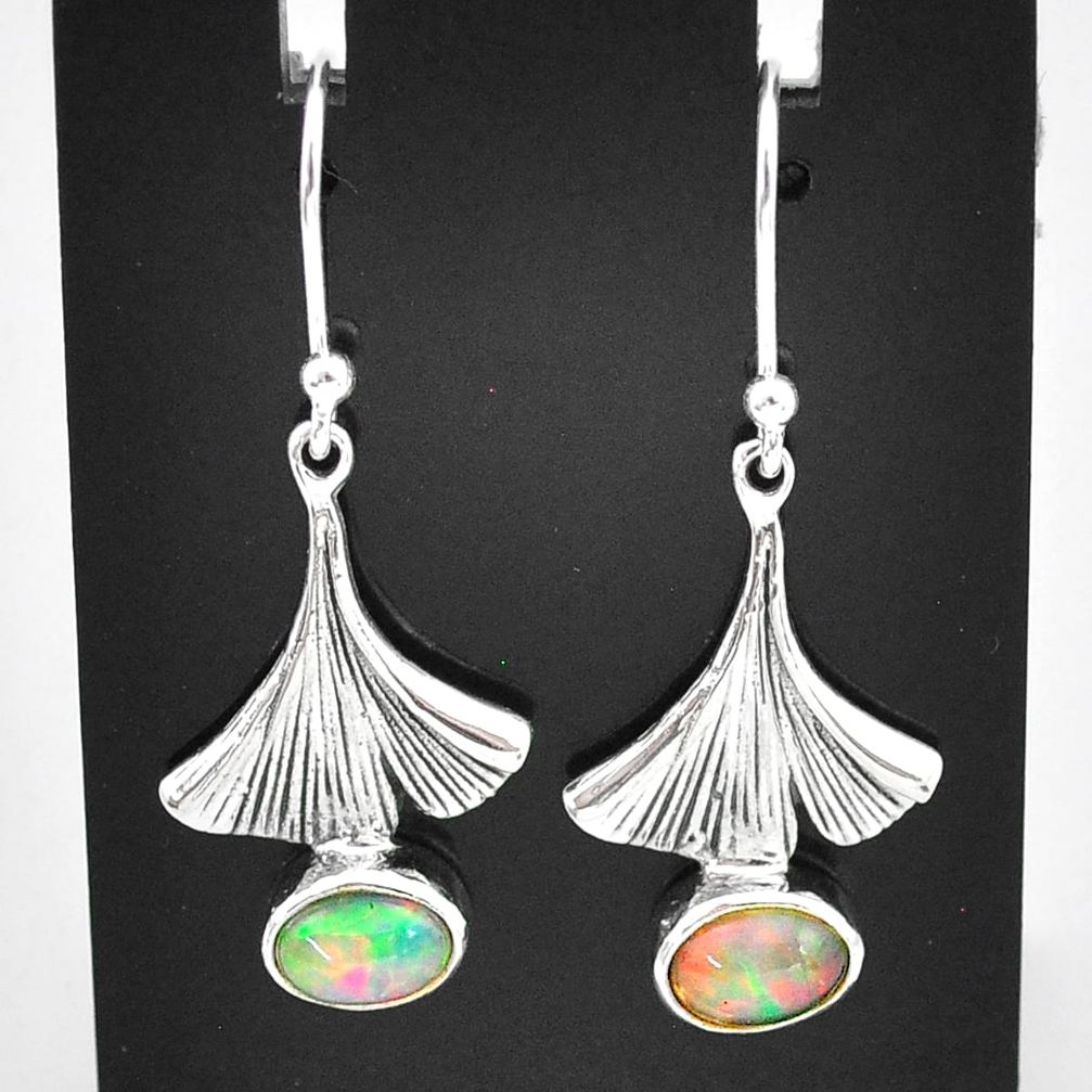 3.50cts natural multi color ethiopian opal 925 silver dangle earrings t5994