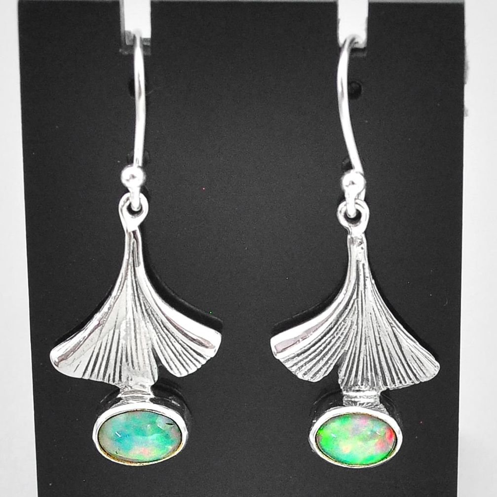3.29cts natural multi color ethiopian opal 925 silver dangle earrings t5995