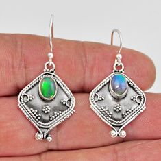 3.11cts natural multi color ethiopian opal 925 silver dangle earrings y46341