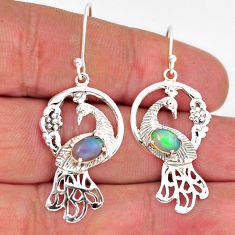 3.14cts natural multi color ethiopian opal 925 silver dangle earrings y46353