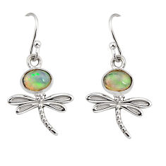 2.95cts natural multi color ethiopian opal 925 silver dragonfly earrings y76428