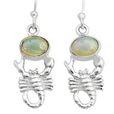 3.32cts natural multi color ethiopian opal 925 silver scorpion earrings u81073