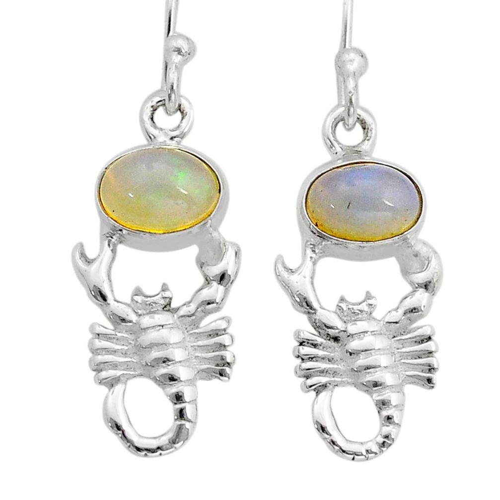 3.13cts natural multi color ethiopian opal 925 silver scorpion earrings u81074