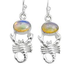 3.29cts natural multi color ethiopian opal 925 silver scorpion earrings u81083