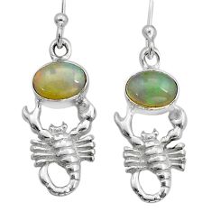 2.94cts natural multi color ethiopian opal 925 silver scorpion earrings u81100