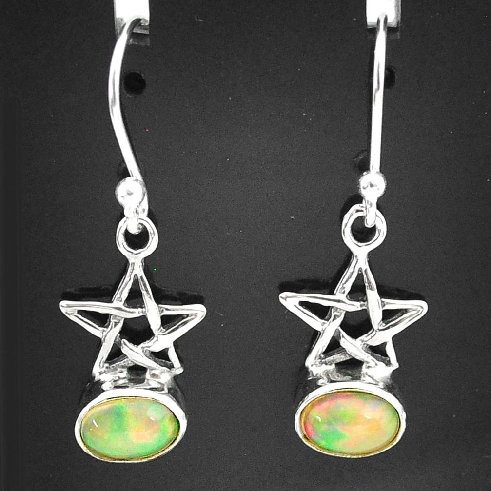 2.64cts natural multi color ethiopian opal 925 silver star earrings t5921