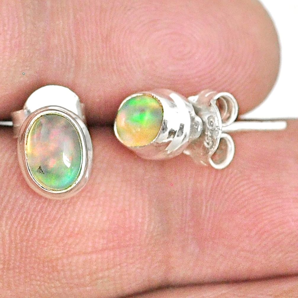 2.70cts natural multi color ethiopian opal 925 silver stud earrings r72111
