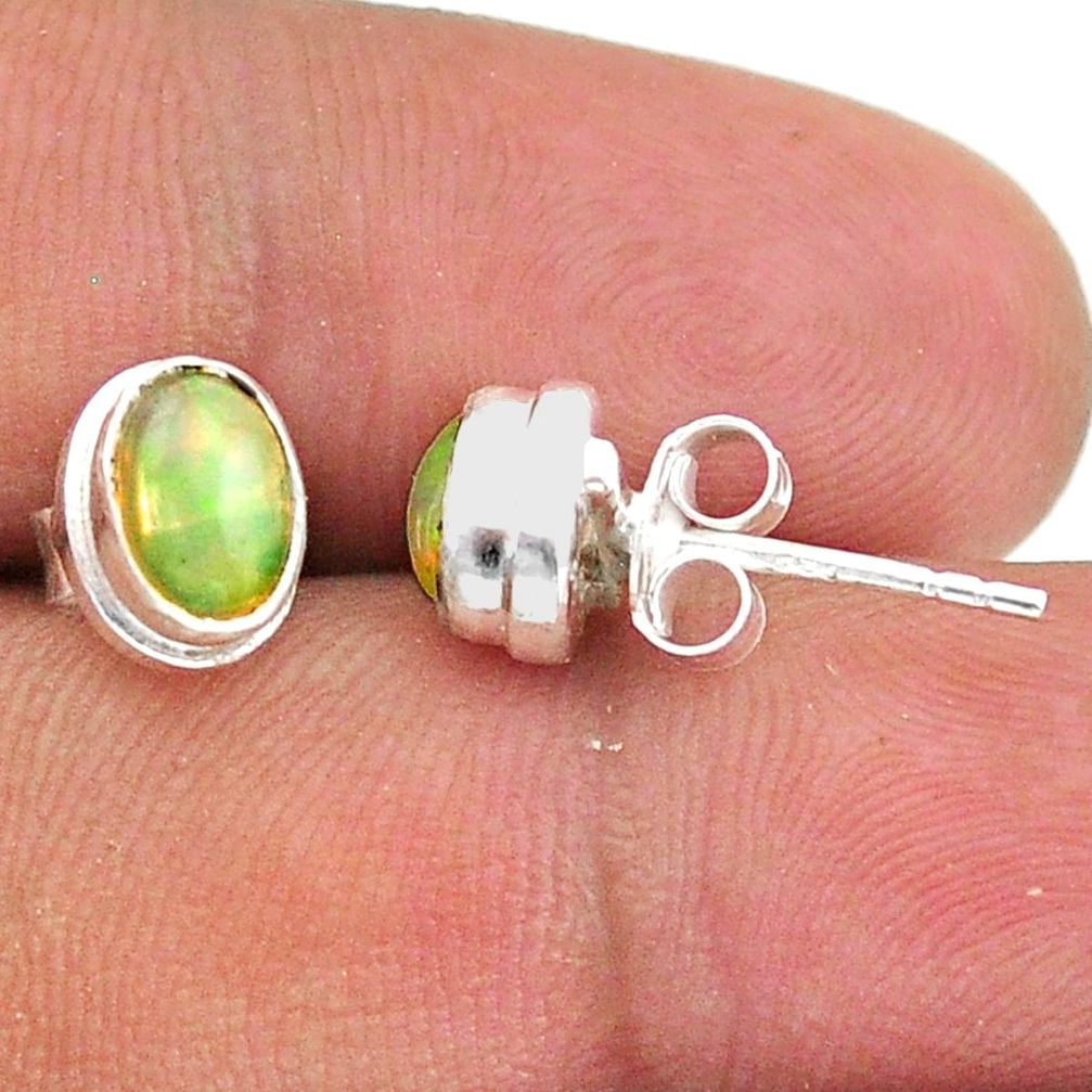 2.64cts natural multi color ethiopian opal 925 silver stud earrings t39631