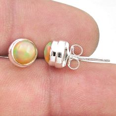 2.27cts natural multi color ethiopian opal 925 silver stud earrings u49373