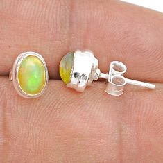 2.89cts natural multi color ethiopian opal 925 silver stud earrings u74728