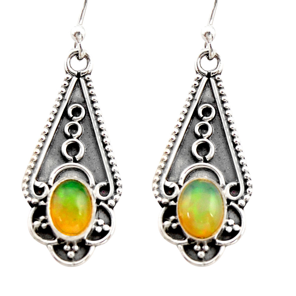 3.18cts natural multi color ethiopian opal 925 sterling silver earrings r21802