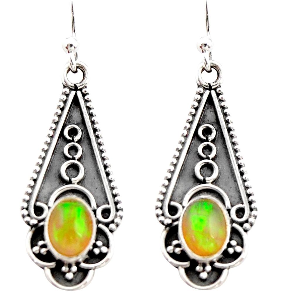 3.42cts natural multi color ethiopian opal 925 sterling silver earrings r21803