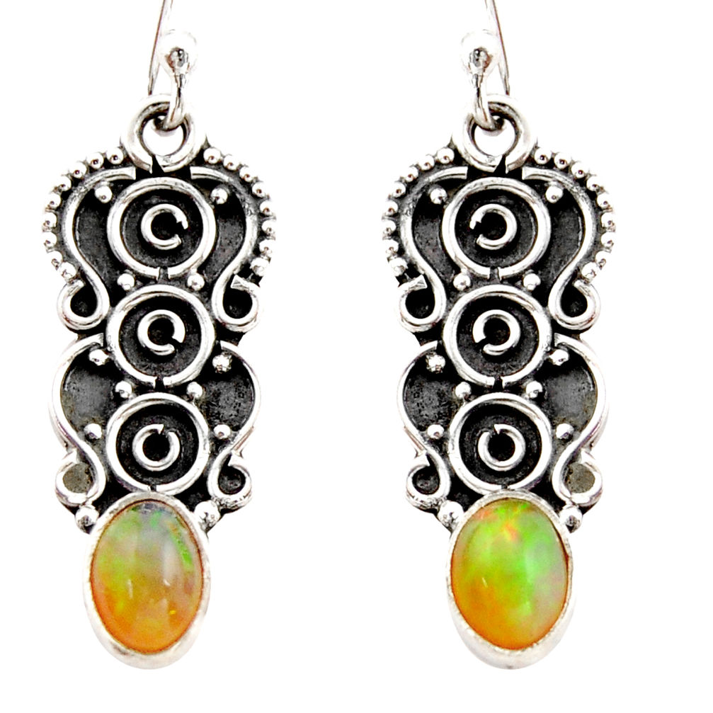 3.42cts natural multi color ethiopian opal 925 sterling silver earrings r21805
