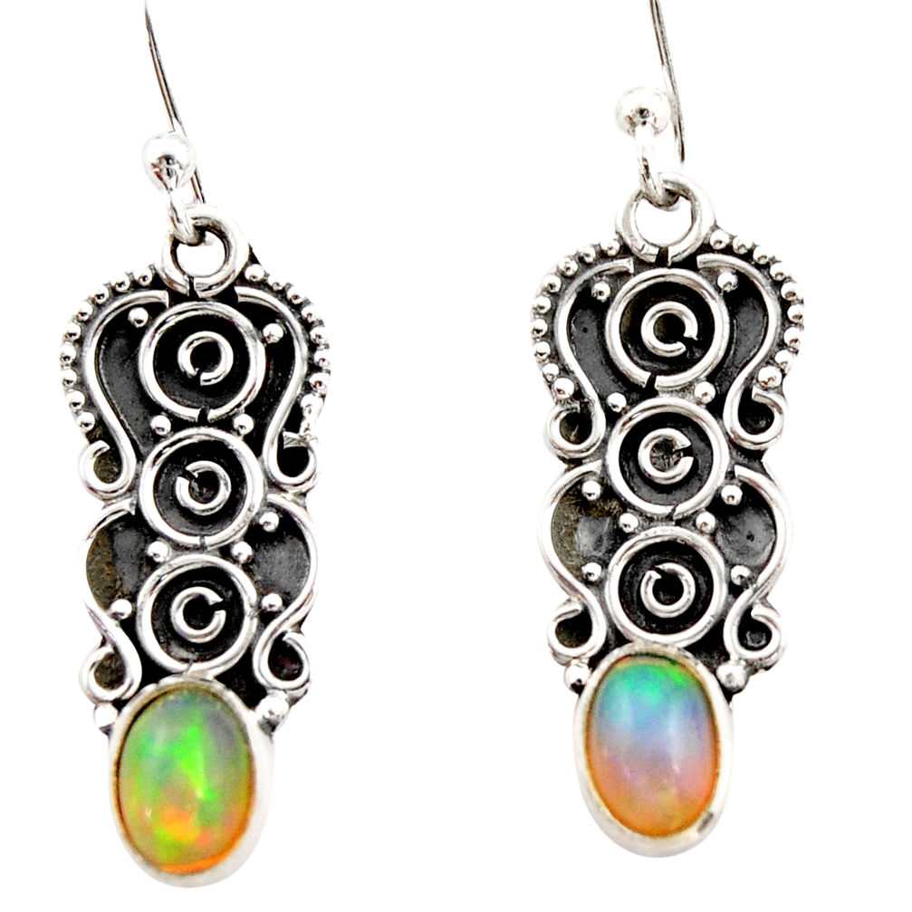 3.65cts natural multi color ethiopian opal 925 sterling silver earrings r21810