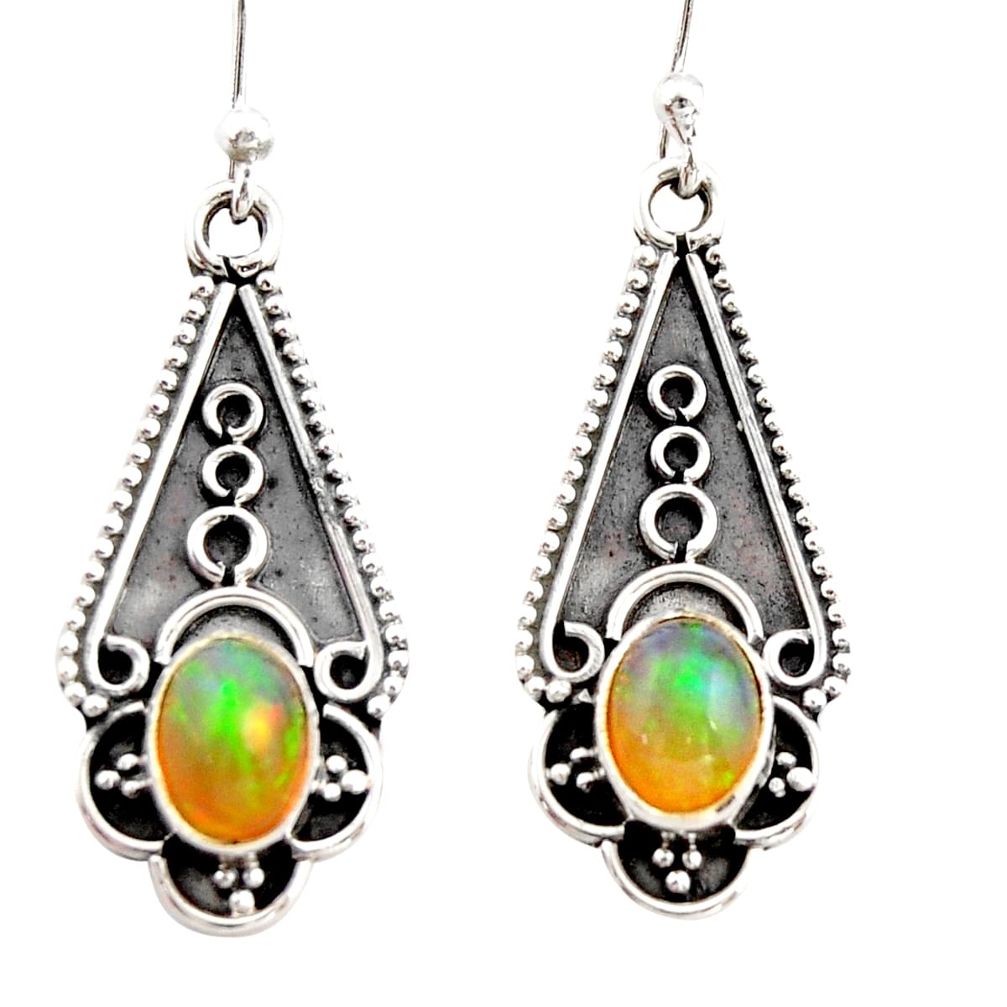 3.65cts natural multi color ethiopian opal 925 sterling silver earrings r21811