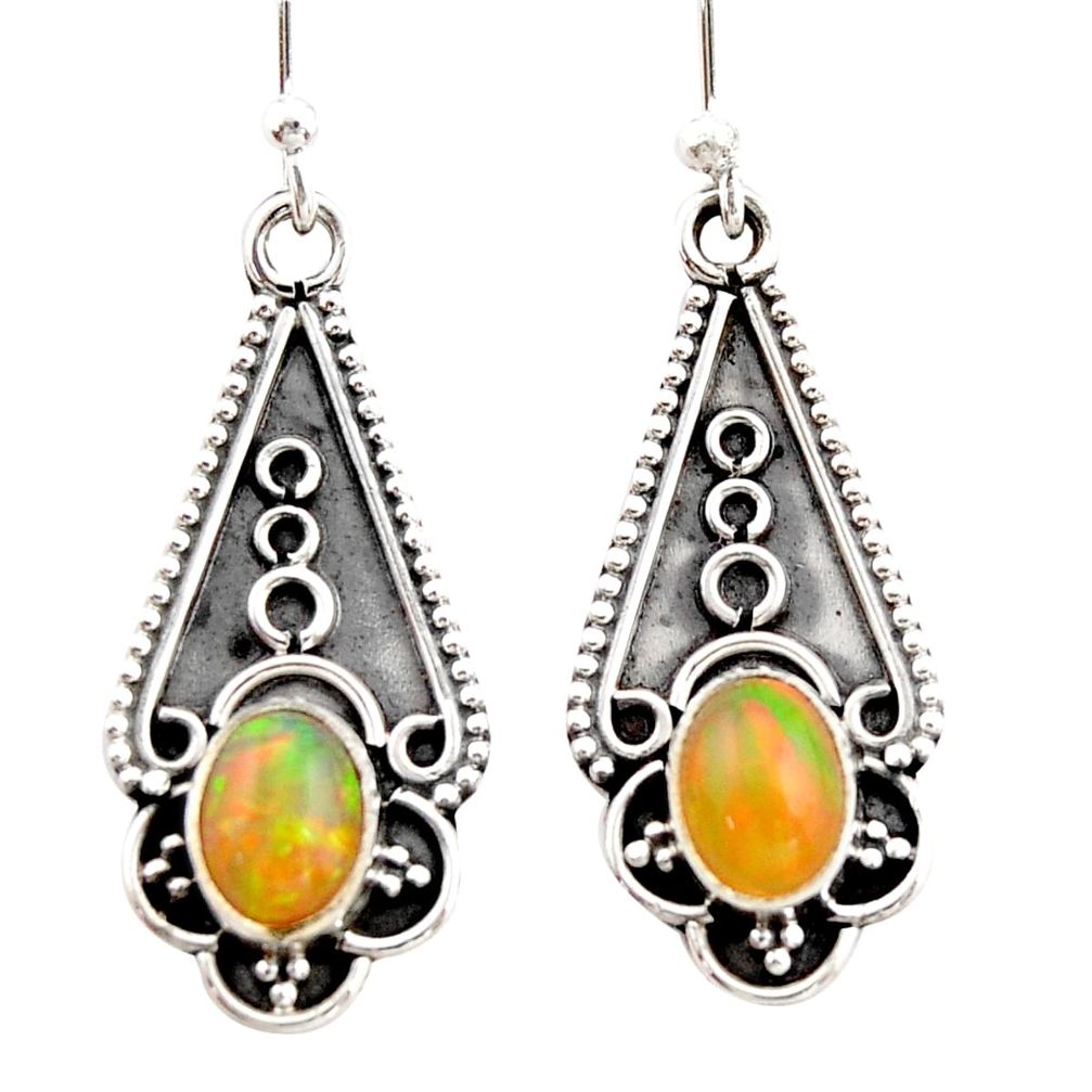 3.23cts natural multi color ethiopian opal 925 sterling silver earrings r21817