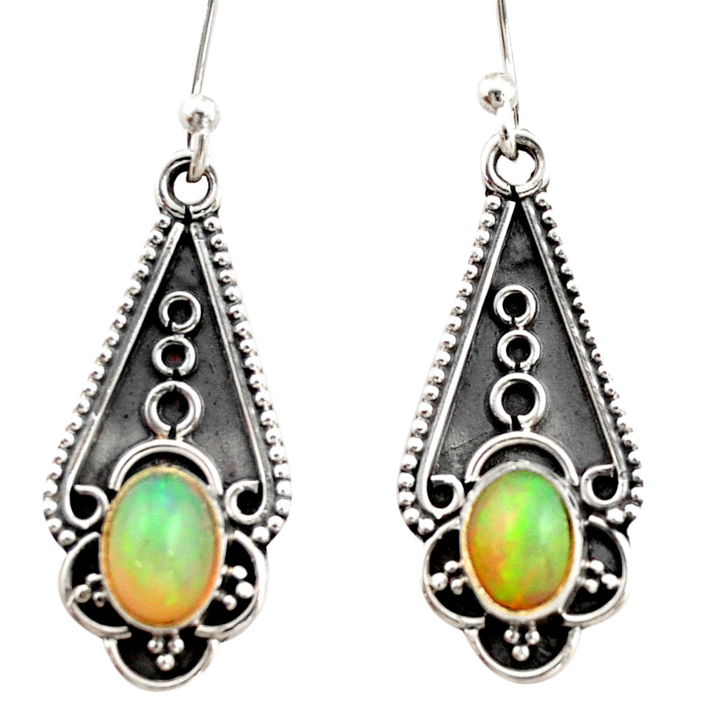 3.18cts natural multi color ethiopian opal 925 sterling silver earrings r21818