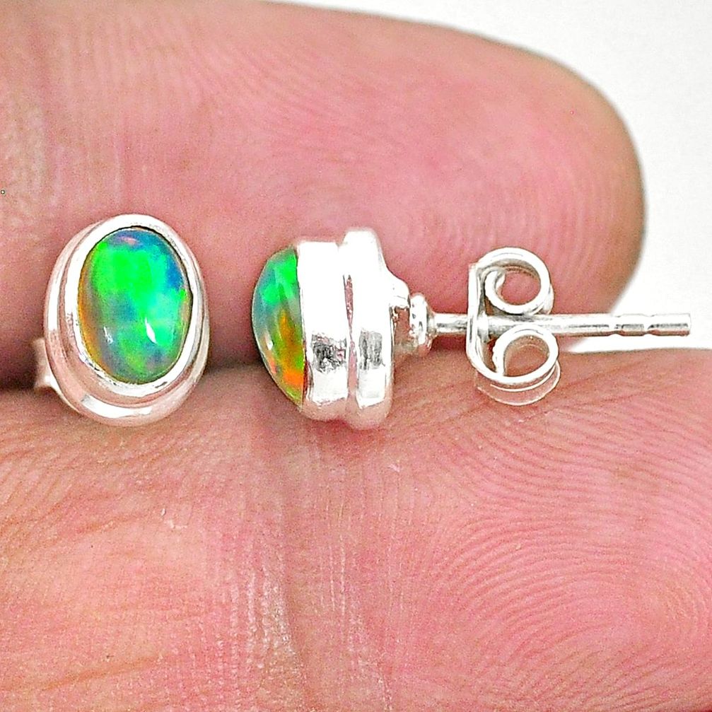 2.04cts natural multi color ethiopian opal 925 sterling silver earrings t2961