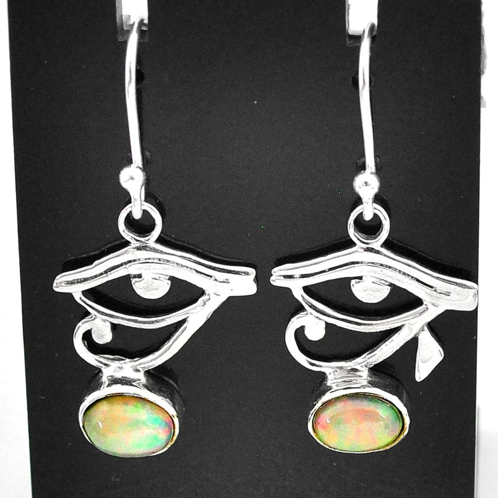 3.06cts natural multi color ethiopian opal silver deltoid leaf earrings t5948