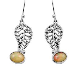 3.09cts natural multi color ethiopian opal silver deltoid leaf earrings y45282