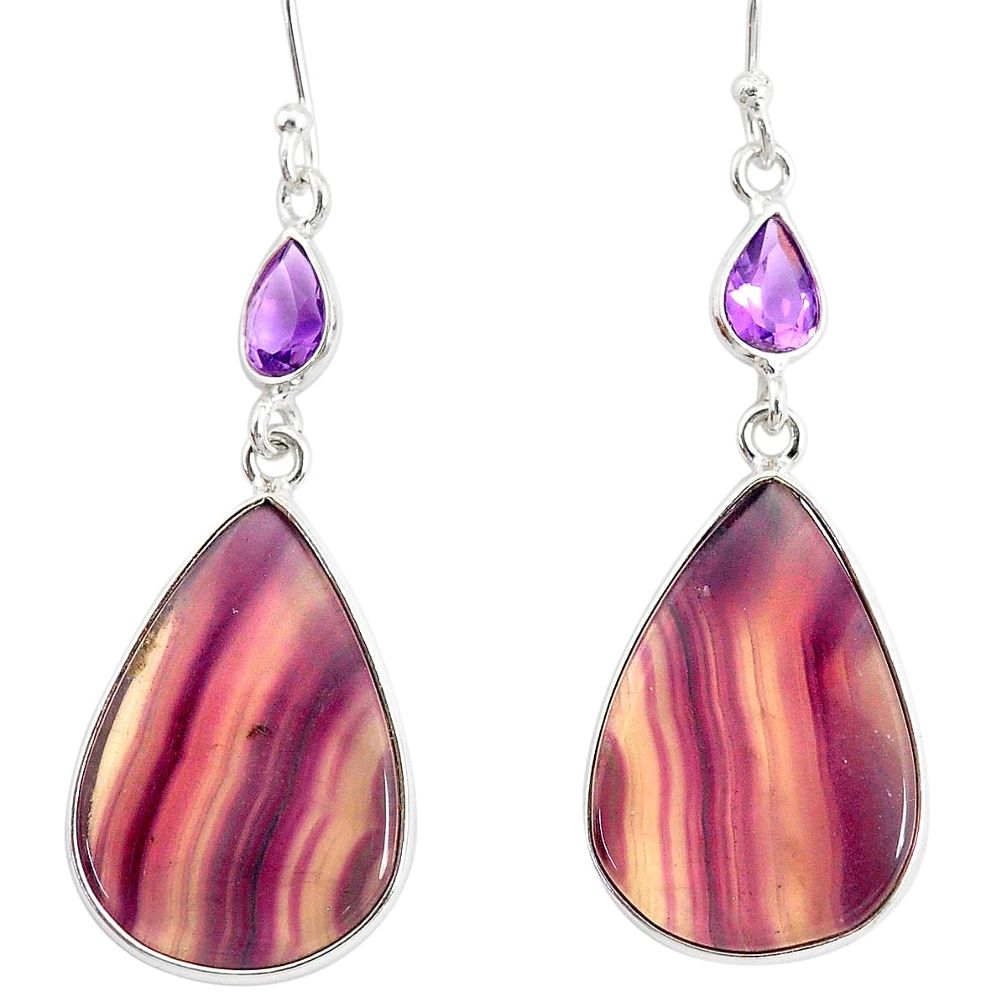 22.14cts natural multi color fluorite amethyst 925 silver dangle earrings r86742