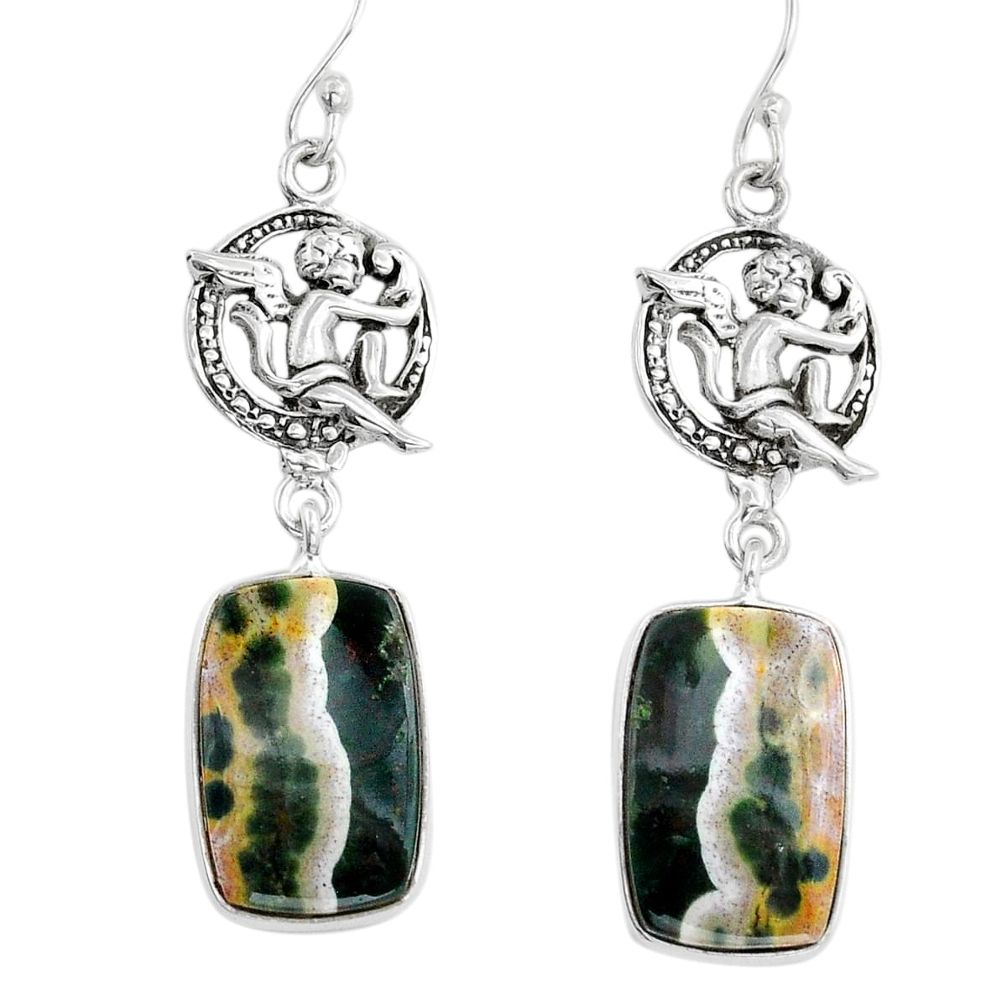 15.80cts natural multi color ocean sea jasper 925 silver angel earrings u86470