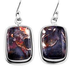 16.92cts natural multi color tourmaline octagan silver dangle earrings n39627
