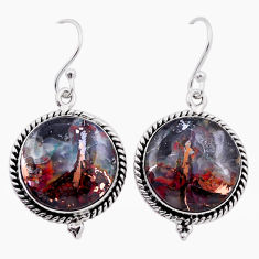 22.26cts natural multi color tourmaline round 925 silver dangle earrings n39654