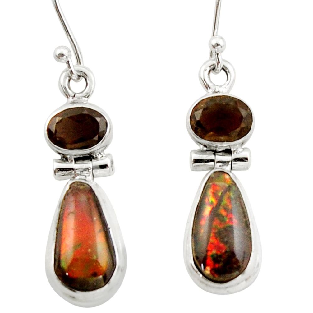 9.82cts natural multicolor ammolite (canadian) 925 silver earrings r42982