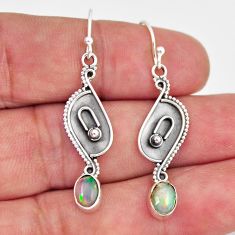3.00cts natural multicolor ethiopian opal 925 silver dangle earrings y46306