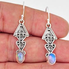 2.92cts natural multicolor ethiopian opal 925 silver dangle earrings y46316