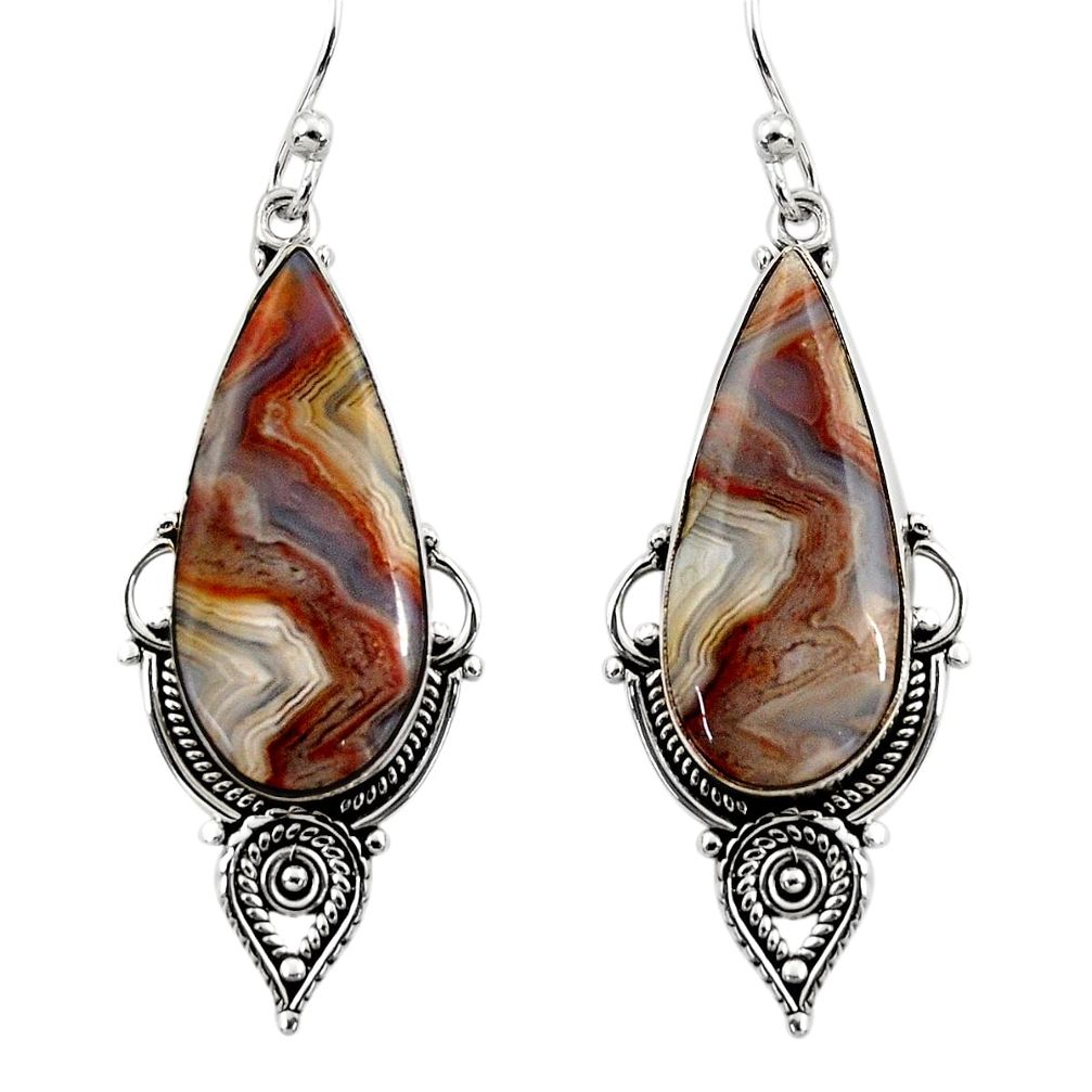 18.15cts natural multicolor mexican laguna lace agate 925 silver earrings r30249