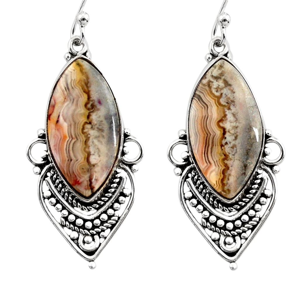 17.05cts natural multicolor mexican laguna lace agate 925 silver earrings r30260