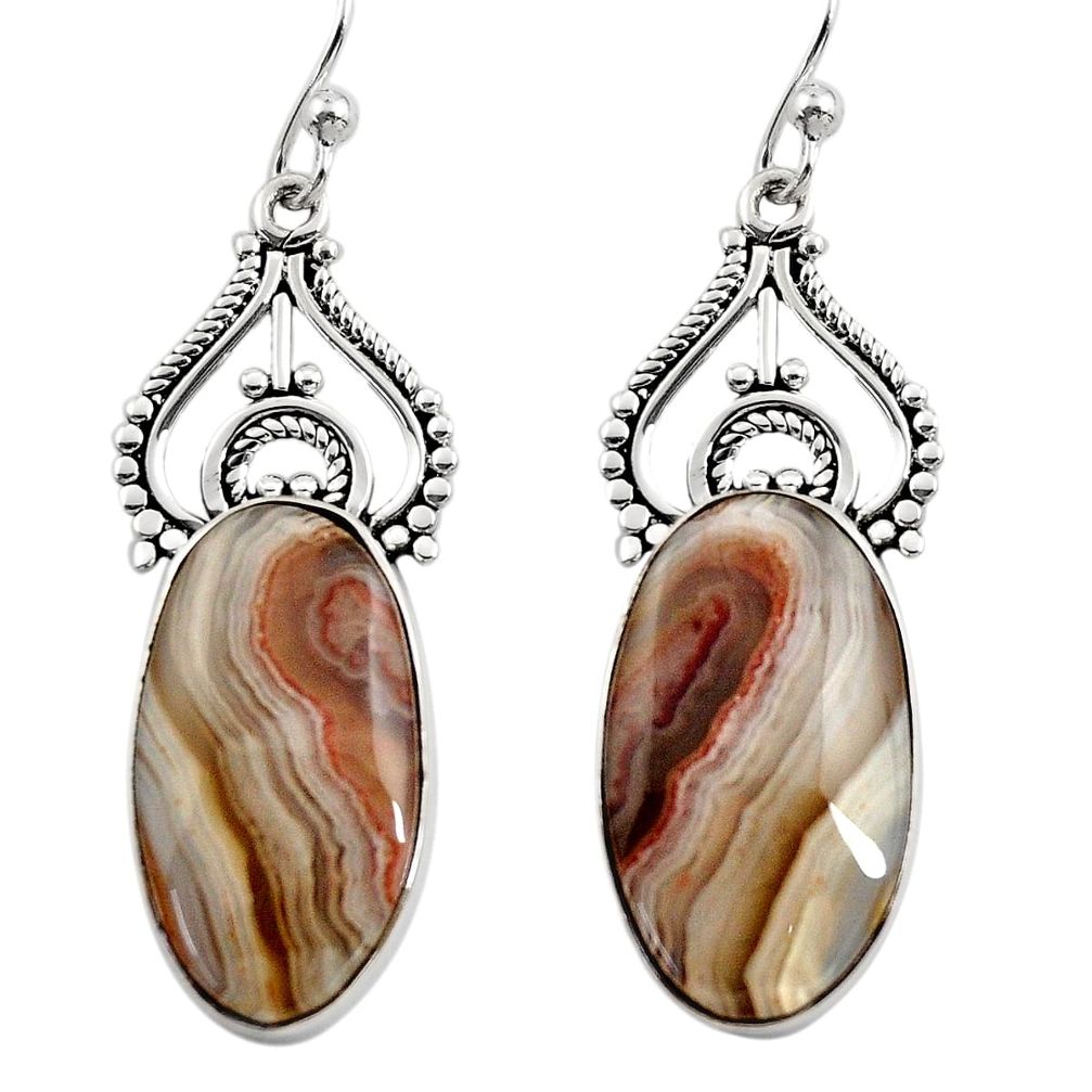 17.18cts natural multicolor mexican laguna lace agate 925 silver earrings r30262