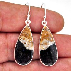 12.85cts natural ocean sea jasper (madagascar) 925 silver dangle earrings n53672