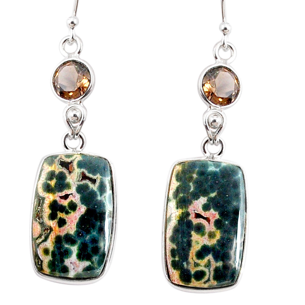 17.90cts natural ocean sea jasper (madagascar) 925 silver dangle earrings r75702